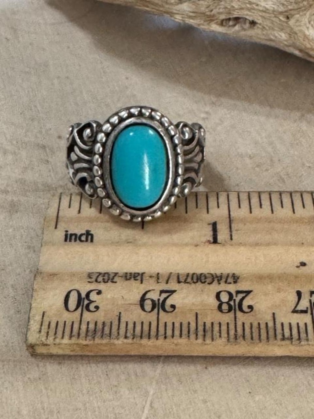 Vintage 925 Sterling Silver Avon Turquoise Scroll Sterling Silver Ring Size 7 - Picture 8 of 8